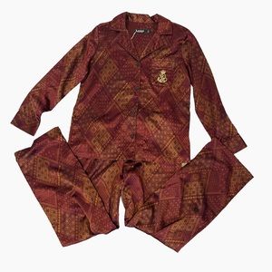 Ralph Lauren Burgundy Embroidered Long Sleeve Pajama Set, NWOT, size Small